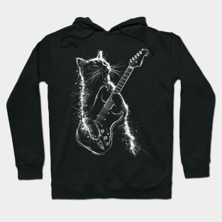 A rock and roll cat playing electric guitar | Rock Cat Hoodie